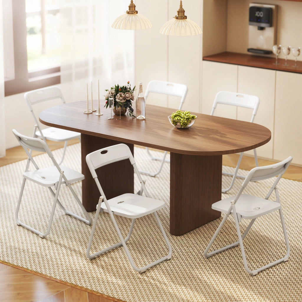 Set 6 Sedie Pieghevoli ¨C Xylo ¨C Plastica Bianca Schienale Curvo Struttura Acciaio 48,5x47x75cm