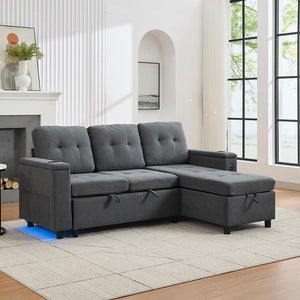 Divano angolare - Xylo - 208x146cm letto 3 posti grigio