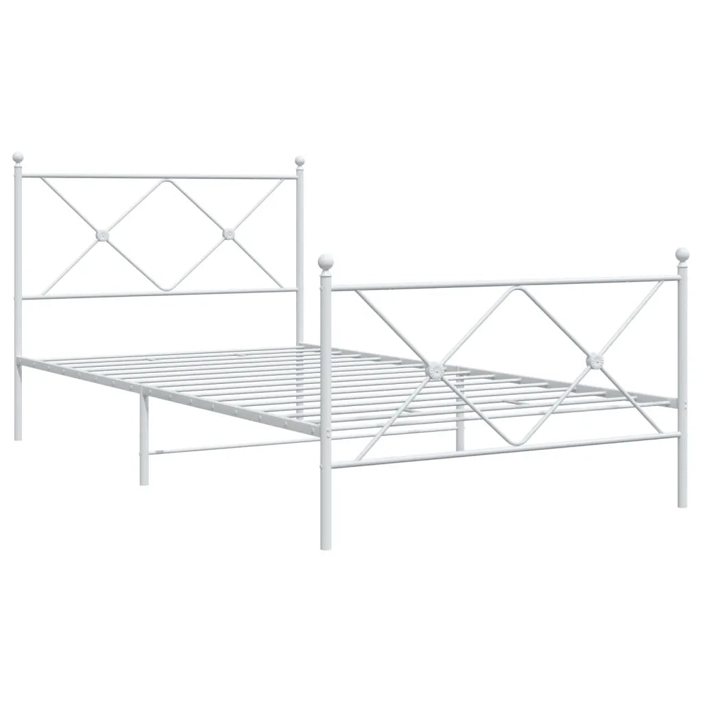 Giroletto con Testiera e Pediera-Struttura Letto Metallo Bianco 100x200 cm 135116