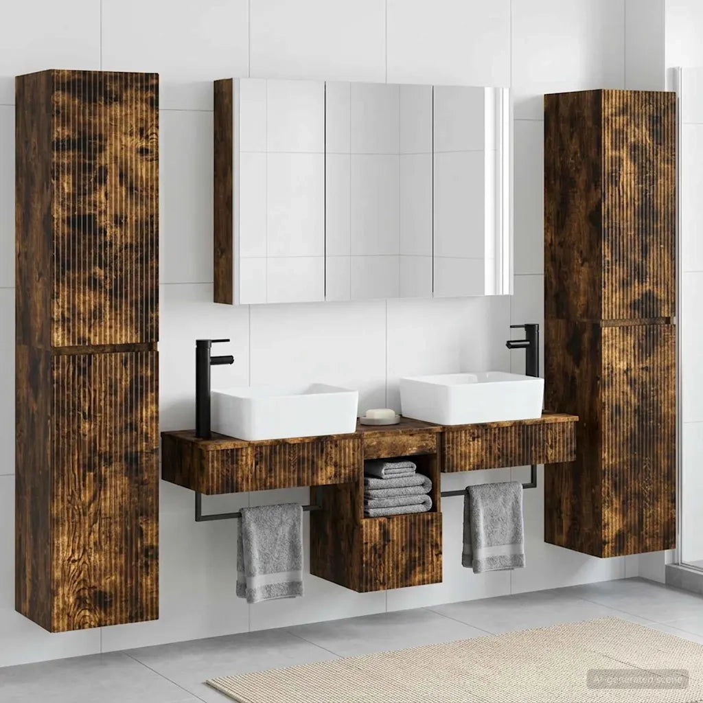 Set di mobili per il bagno 6 pcs Rovere Fumo 3407203