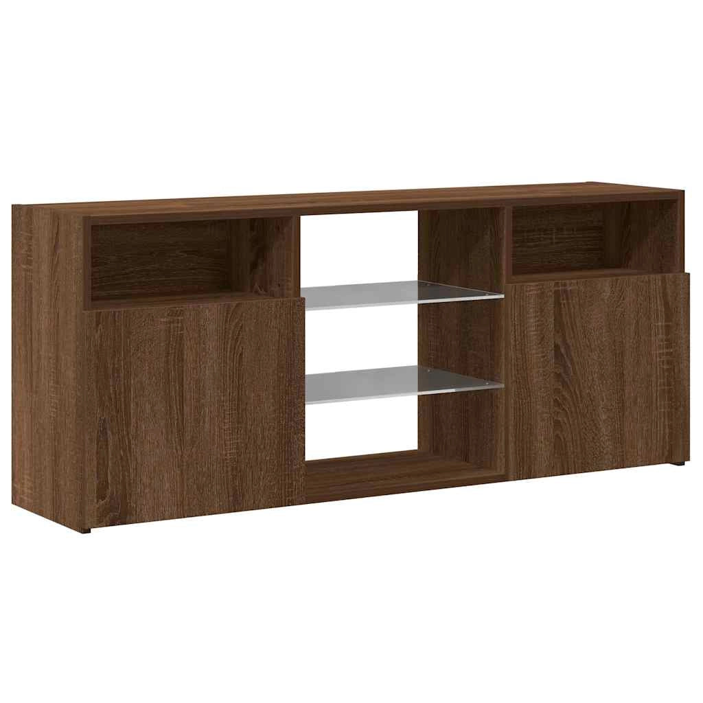 Mobile TV multimediale scaffale TV credenza mobile TV per sala da pranzo soggiorno camera da letto con luci LED rovere 120 x 30 x 50 cm marrone 02_0026666