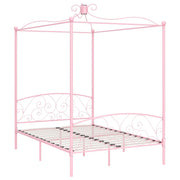 Letto matrimoniale | Letto per adulti | Letto a Baldacchino Rosa in Metallo 120x200 cm