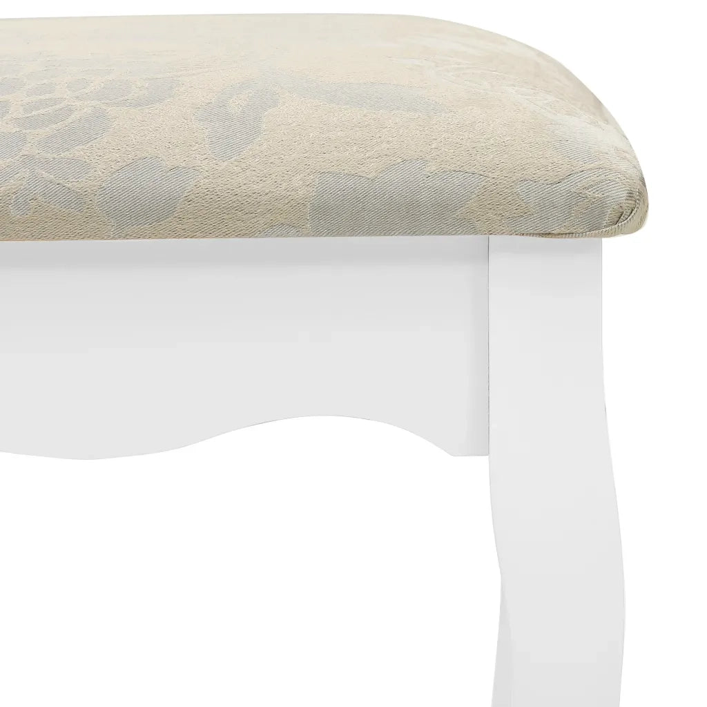 Tavolo da Trucco e Sgabello Bianco 75x69x140 cm Legno Paulownia