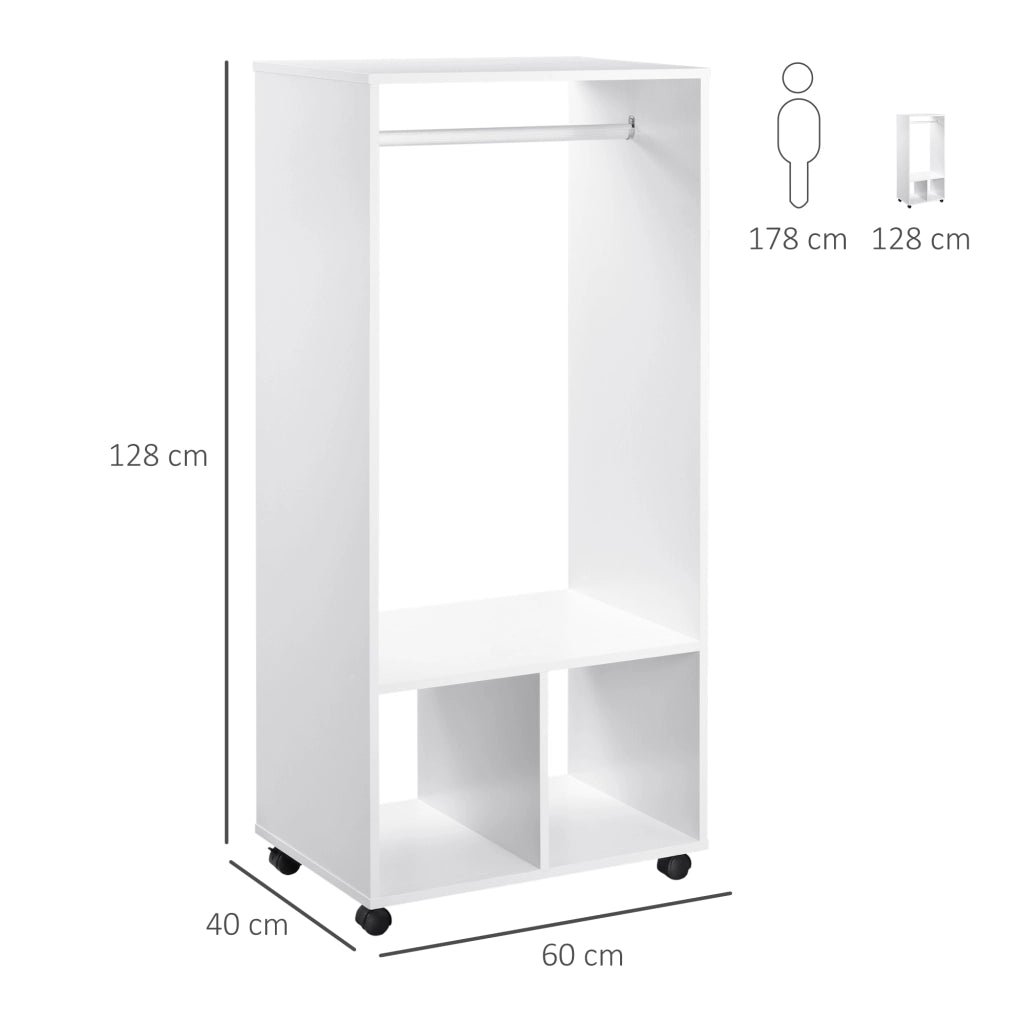 Scarpiera Appendiabiti con Ripiani ¨C zephmum ¨C Bianco 60x40x128 cm