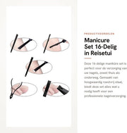 Kit di manicure e pedicure 16 pezzi - Set di cura unghie - Set di cura unghie per piedi - In acciaio inossidabile - Contenitore portatile - Duraturo e affidabile - Kit di cura unghie