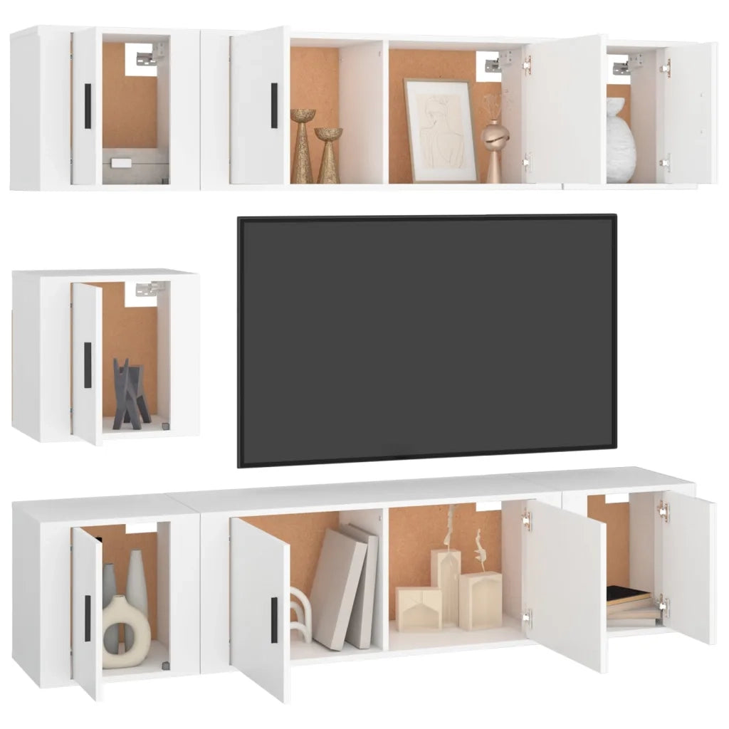 Set di Mobili Porta TV 7 pz Bianco in Legno Multistrato 3188662