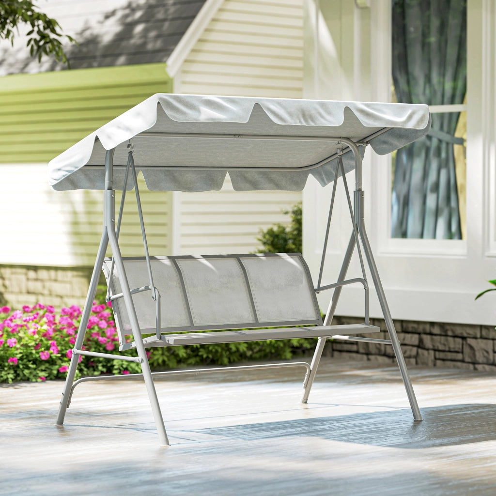 Dondolo da Giardino 3 Posti 171x108x154 cm con Tetto Parasole Rimovibile Grigio Chiaro