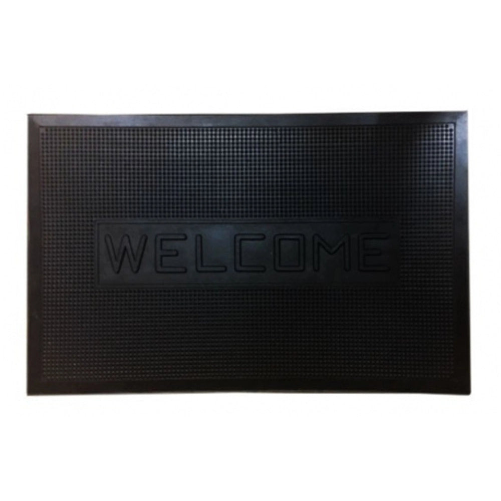 Trade Shop - Zerbino Gomma Nero Home Ingresso 70x45cm Tappeto Cucina Ingresso Bagno -