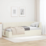 Cornice del letto ad angolo Crema 80 cm x 200 cm Velluto