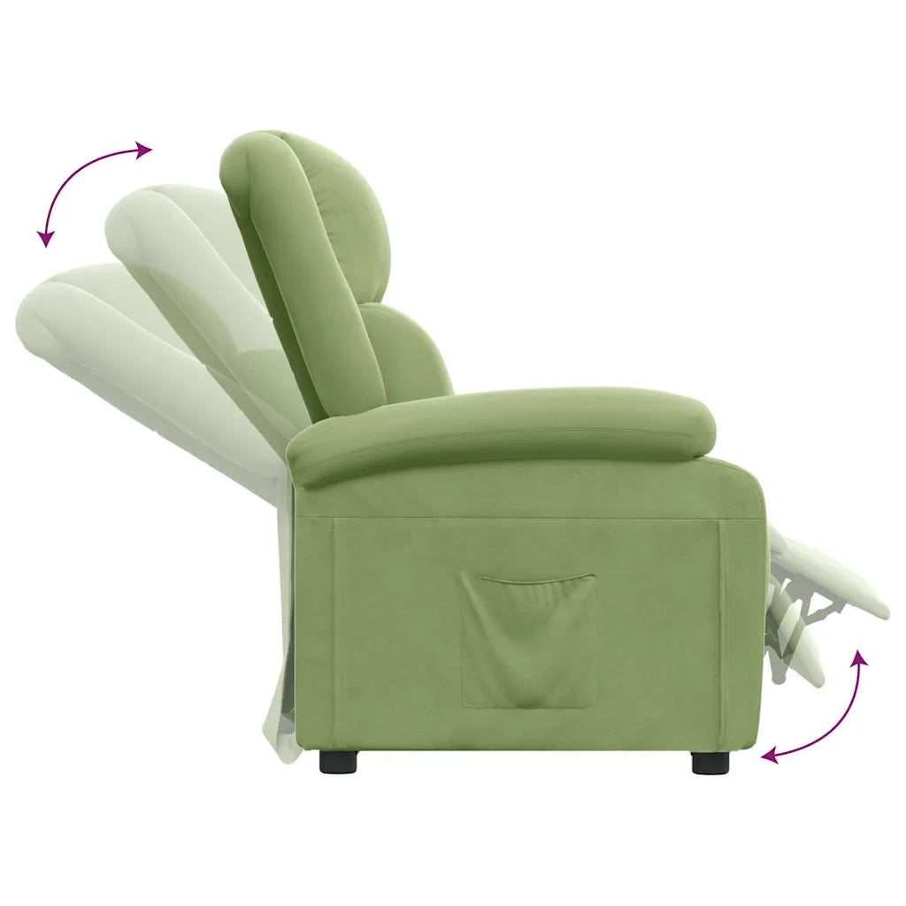 Divano Sedia-Poltrona Reclinabile Verde Chiaro in Velluto 710449