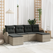 Set di divano da giardino con cuscini Grigio chiaro in rattan sintetico