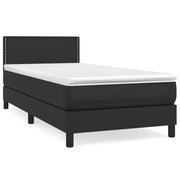 Letto singolo | Letto per adulti | Giroletto a Molle con Materasso Nero 100x200 cm in Similpelle