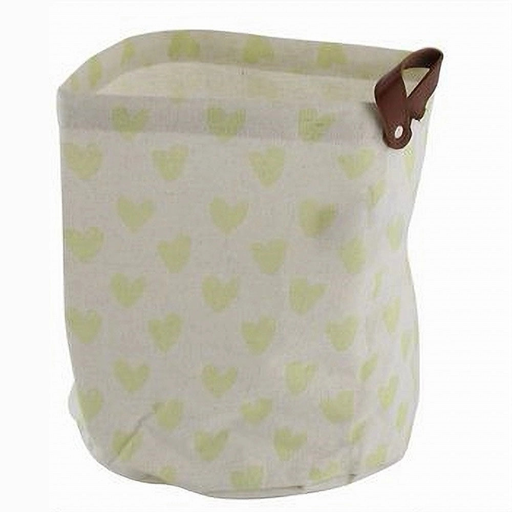Trade Shop - Cesto Portaoggetti Cuori Gialli In Tessuto Con Manico Bagno Cucina 25x28cm 10611 -