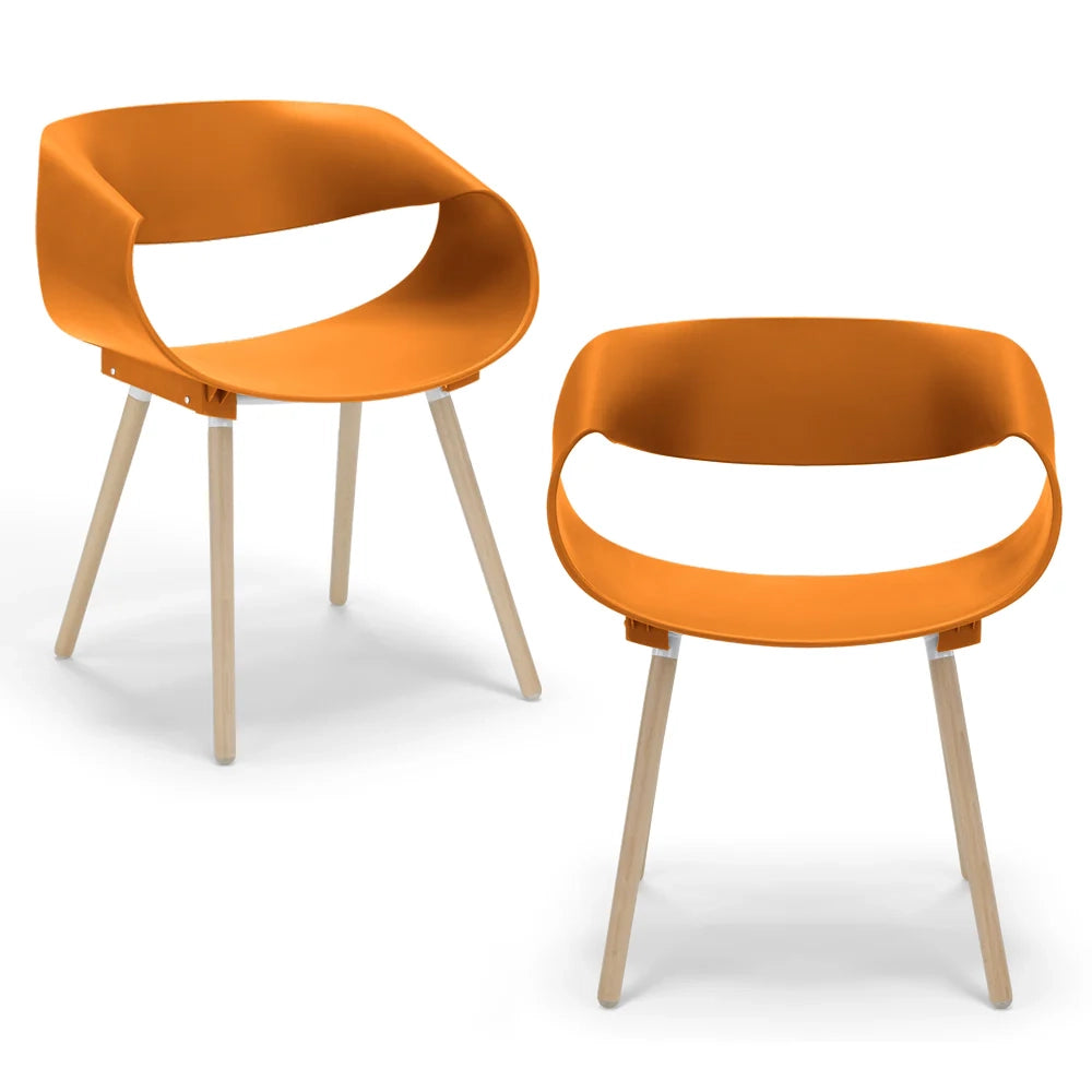 Set 2 sedie in polipropilene DILETTA con gambe in faggio, resistente ai raggi UV, design moderno, ideale per sala da pranzo, cucina, sala d’attesa, bar, ristoranti, colore Petrolio