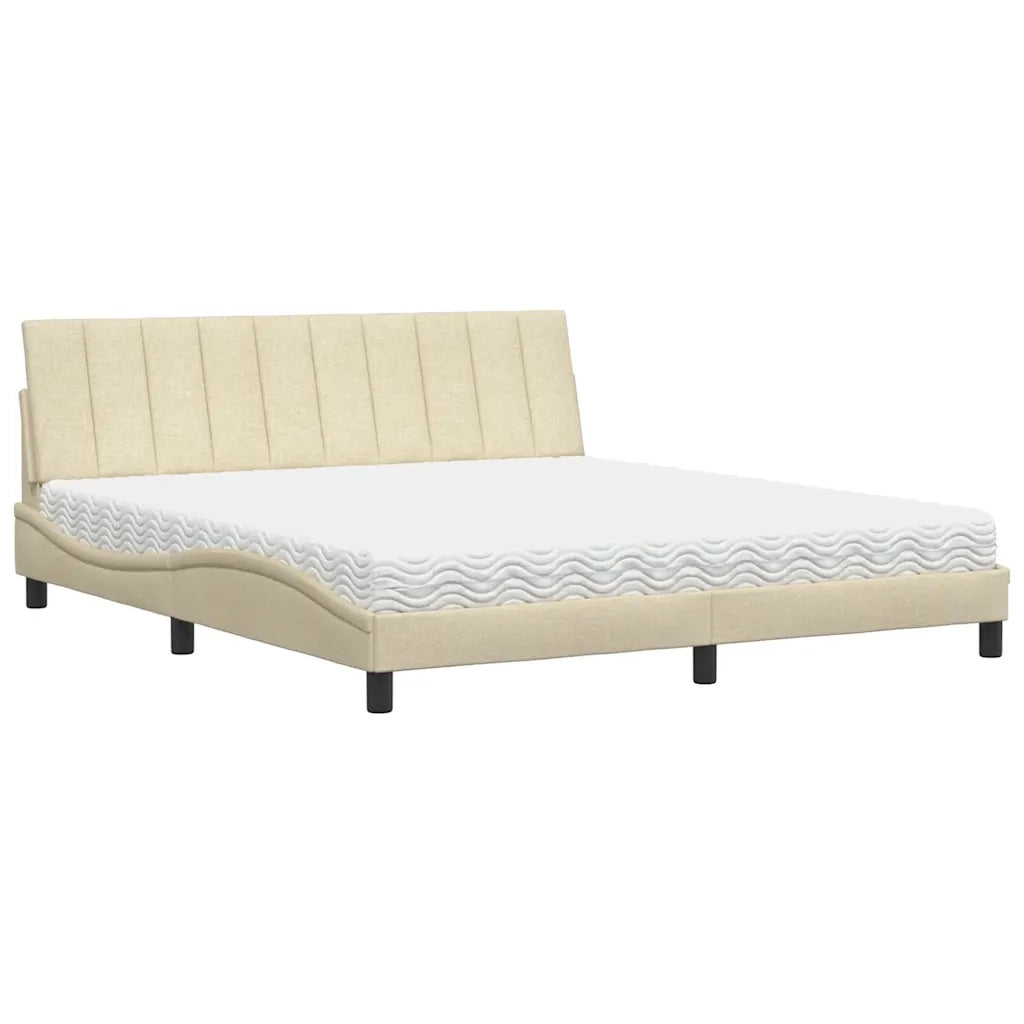 Letto con Materasso Hanko Crema 180x200 cm in Tessuto