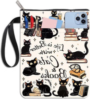 Copertina per libri in pelle nera con chiusura a raccordo e tasca per paperback - lavabile - copertine per libri - protezione per libri - regalo per compagni di classe