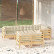 Set Divani da Giardino 7 pz con Cuscini Crema Massello di Pino cod mxl 41400