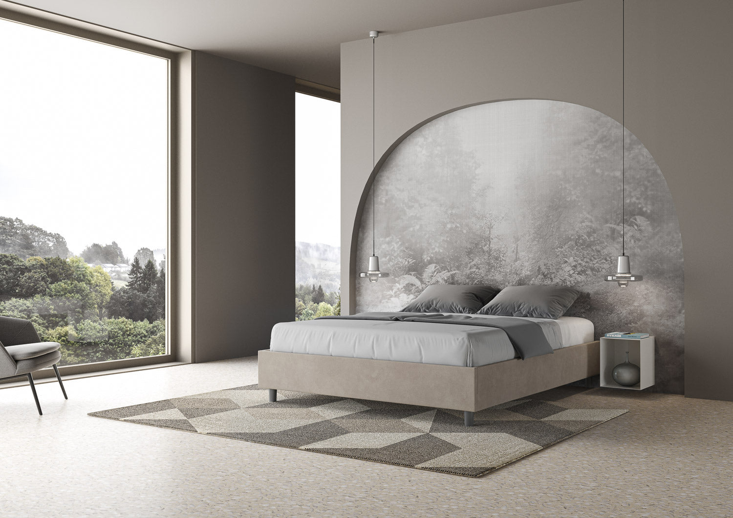 Letto Matrimoniale Large Sommier 170x210 cm con Rete Azelia Sabbia