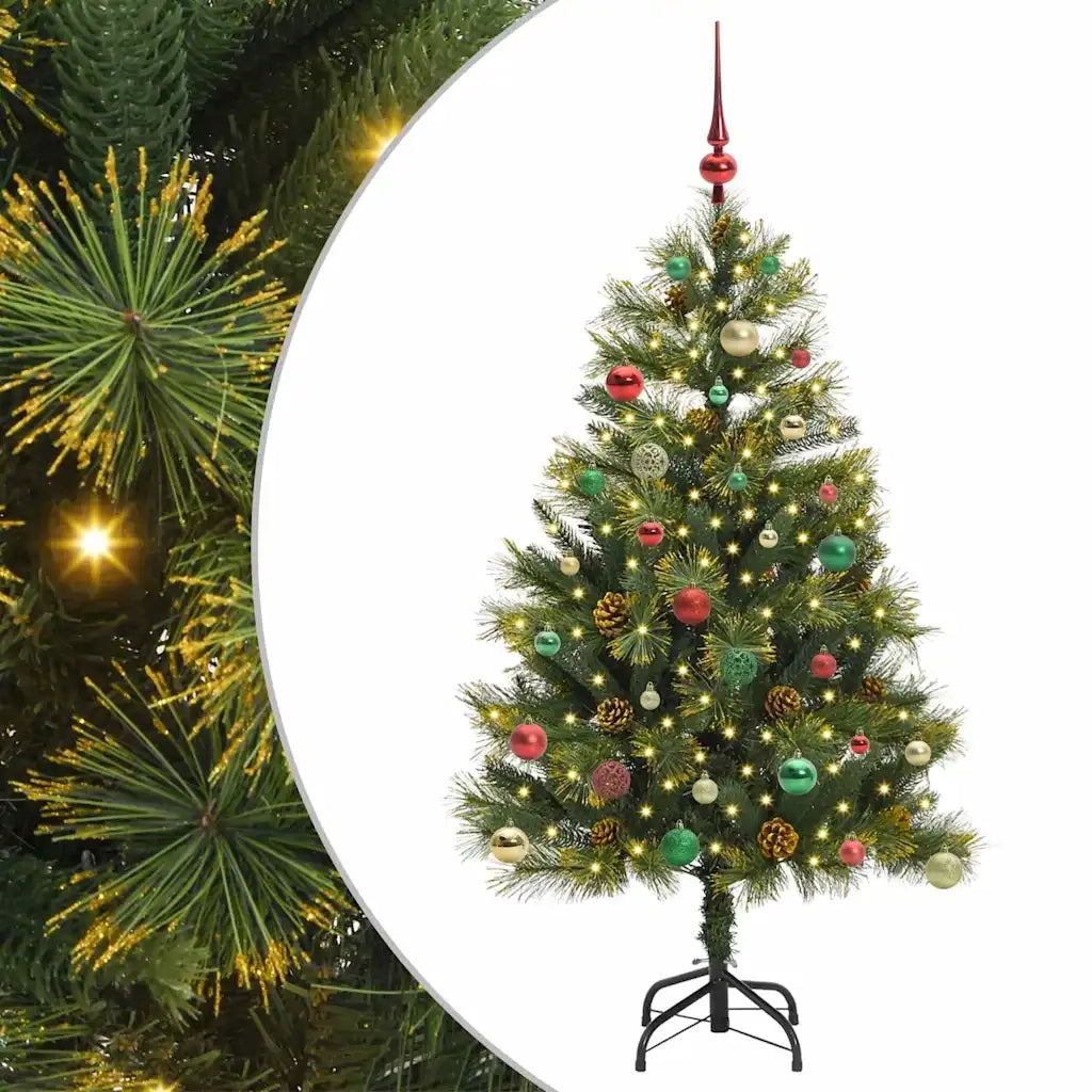 Albero di Natale | Decorazioni natalizie artificiale pieghevole con coni Verde 150 cm