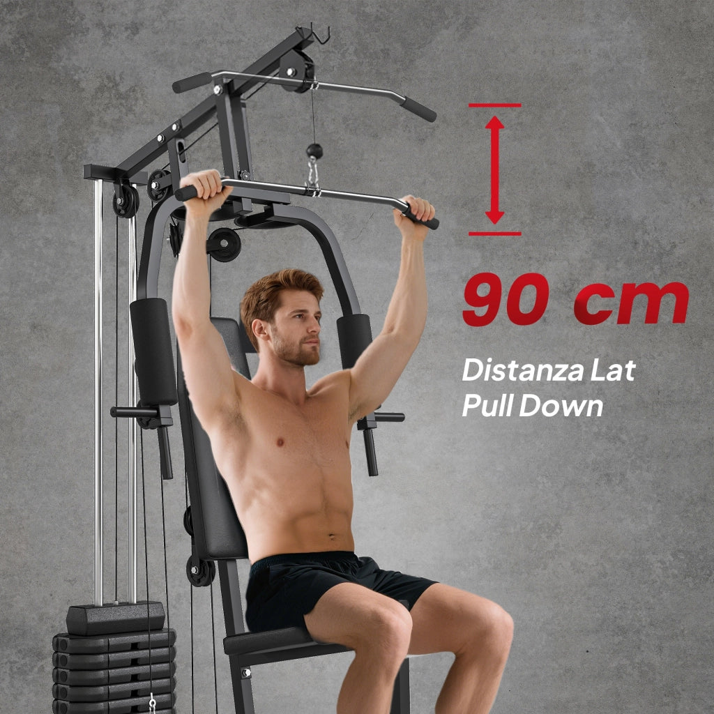 Stazione Fitness Multifunzione ¨C Xylo ¨C 45kg, 135x103x200cm, Nero