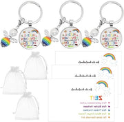 Set di 3 chiavi con angelo custode e cartolina di ringraziamento - regalo di addio per insegnanti e educatori della scuola materna