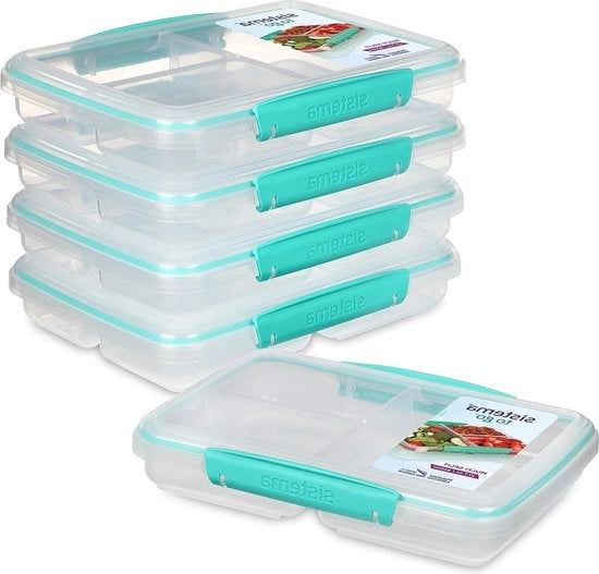 Contenitori di conservazione degli alimenti con Boxe di preparazione multipla a scompartimenti - Contenitori di conservazione degli alimenti divisibili - 820 ml - Senza BPA - 5 pezzi