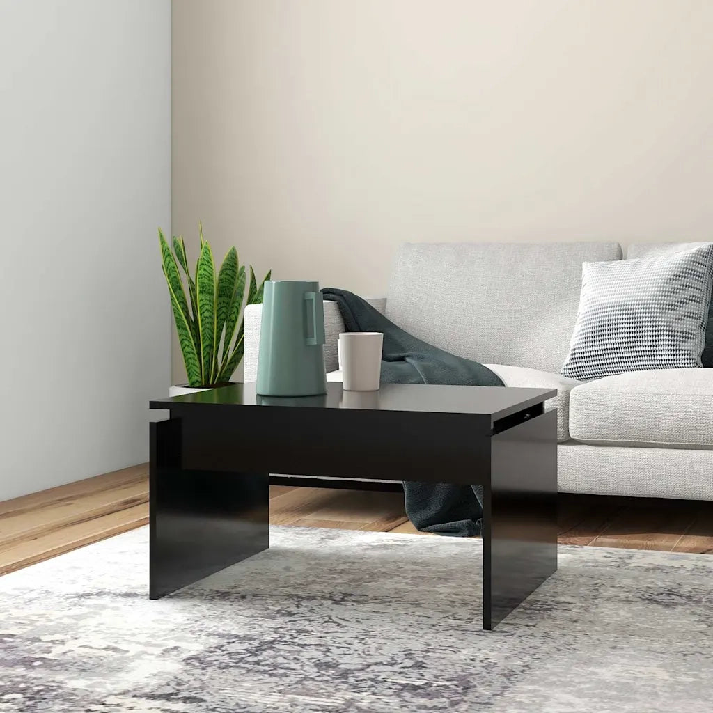 Tavolino da salotto | Tavolino da caff¨¨ | Tavolino da Soggiorno Nero 68x50x38 cm Legno Multistrato