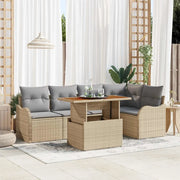 Set Divano da Giardino 6 pcs Beige e Grigio Chiaro polyrattan