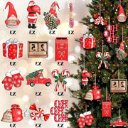 36 pezzi di decorazione per albero di Natale tradizionale mini legno dolce & auto & Babbo Natale decorazioni appese per albero di Natale festività festive