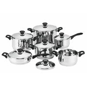 Trade Shop - Batteria Di Pentole Bavaria Antiaderente 12 Pezzi In Acciaio Inox 18/10 Coperchi -