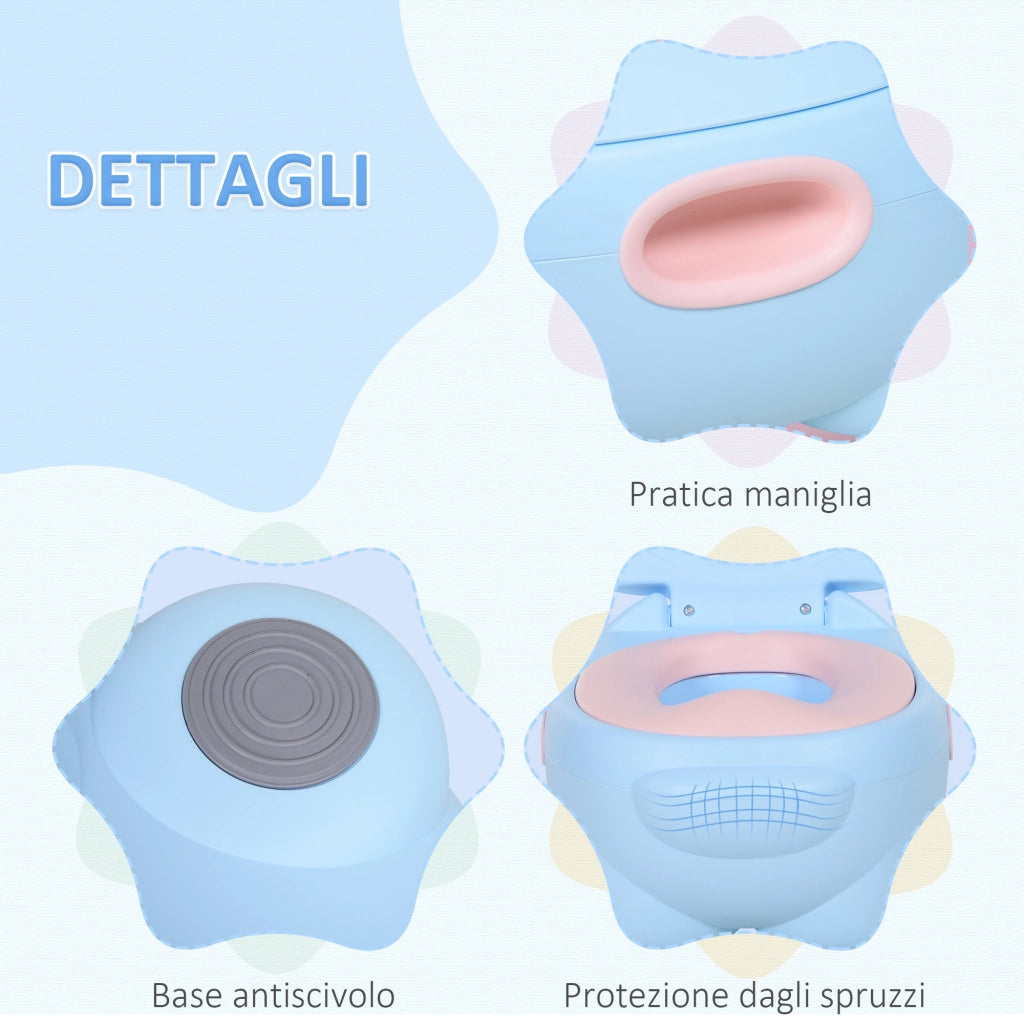 Vasino Per Bambini 6 Mesi-48 Mesi Antiscivolo Ippopotamo Blu (40x30x23cm)