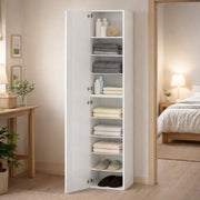 Armadio Multiuso 1 Bassiano, Mobile multiuso a 1 anta, Guardaroba multifunzione, 45x35h190 cm, Bianco