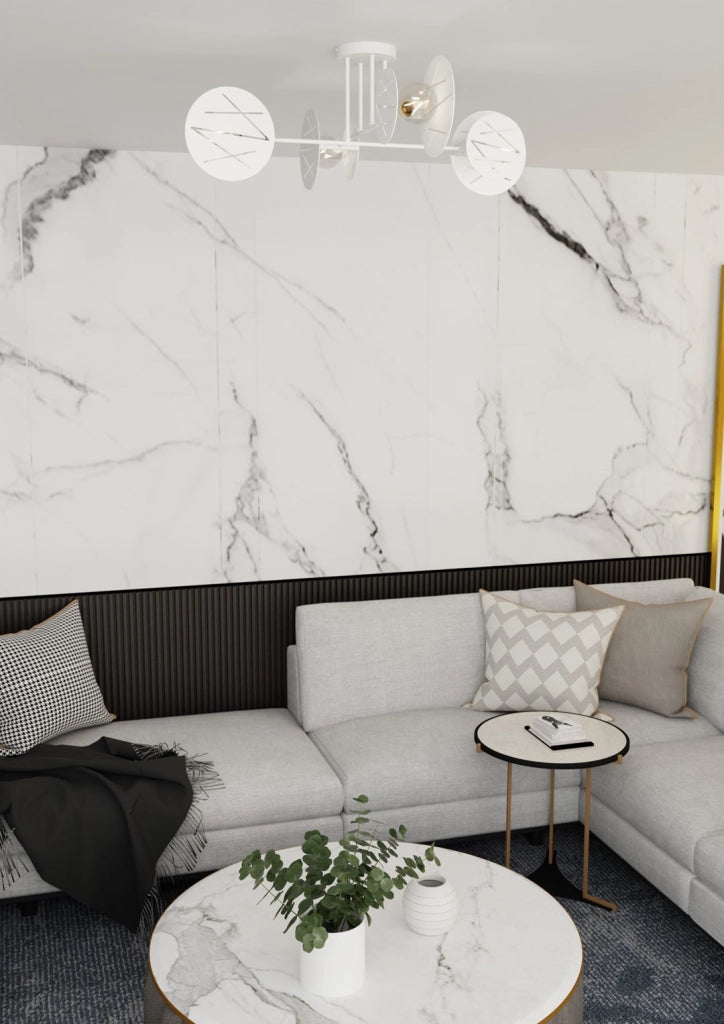 Plafoniera Frick Emibig bianca design geometrica 4xE27 15W