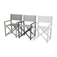 Set 2 Sedie Regista Mare Pieghevoli 48x56x86 cm in Alluminio e Textilene Gilda Ecrù