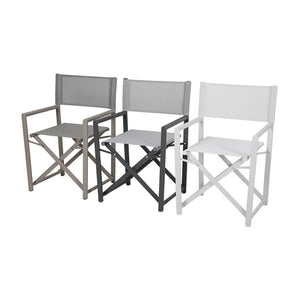 Set 2 Sedie Regista Mare Pieghevoli 48x56x86 cm in Alluminio e Textilene Gilda Ecrù