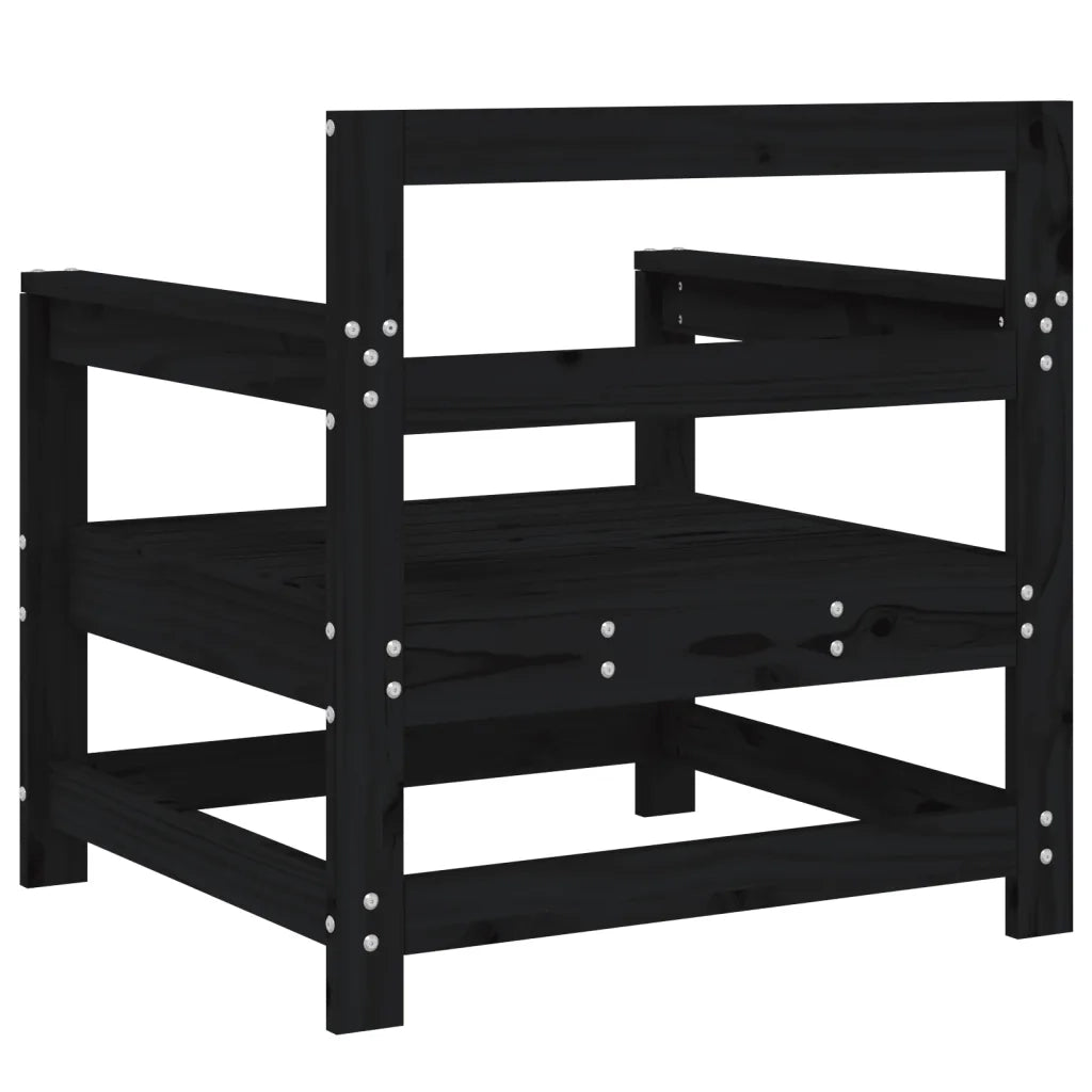 Sedia da patio-Sedie da Giardino 2 pz Nere in Legno Massello di Pino 642203