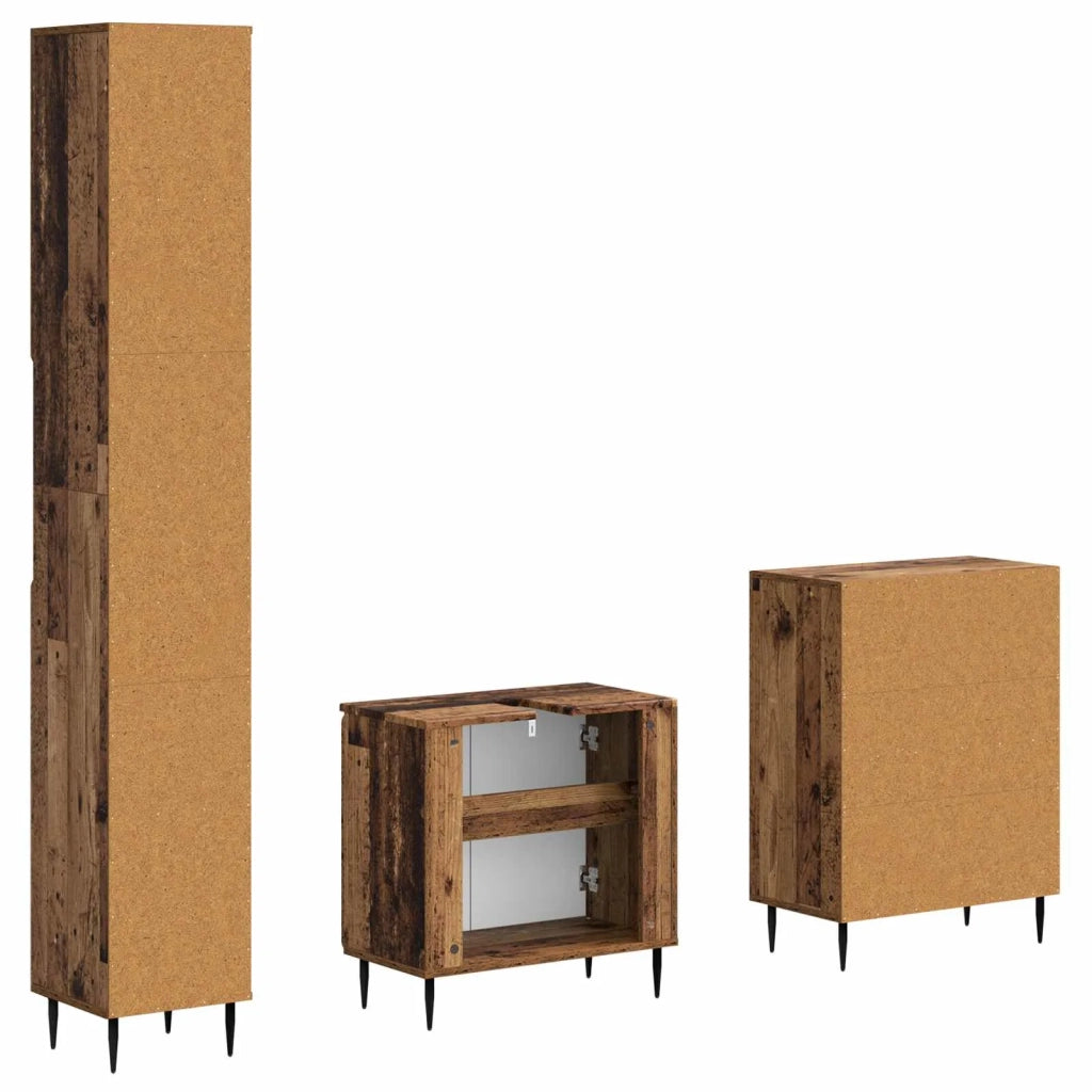 Set di armadietti da bagno in 3 pezzi HAARLEM Legno antico 3417457