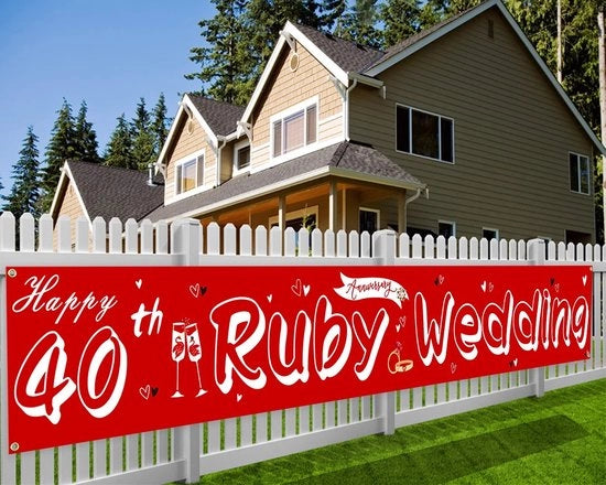 Banniere per 40° Anniversario - Dimensioni 270 x 35 cm - Decorazione per Matrimonio di 40 Anni - Decorazione per Parete - Decorazione per Tavola - Decorazione per Giardino - Banniere per Festa