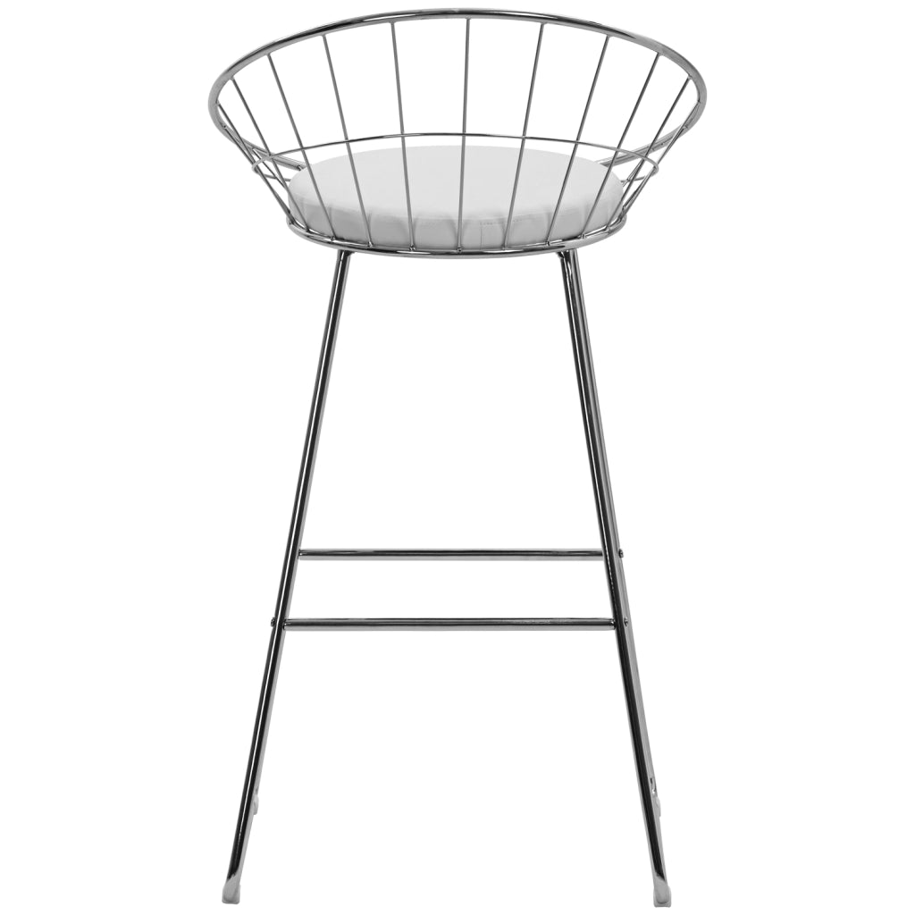 Set di 2 sgabelli da bar 75cm in metallo cromato e cuscino bianco ALEX