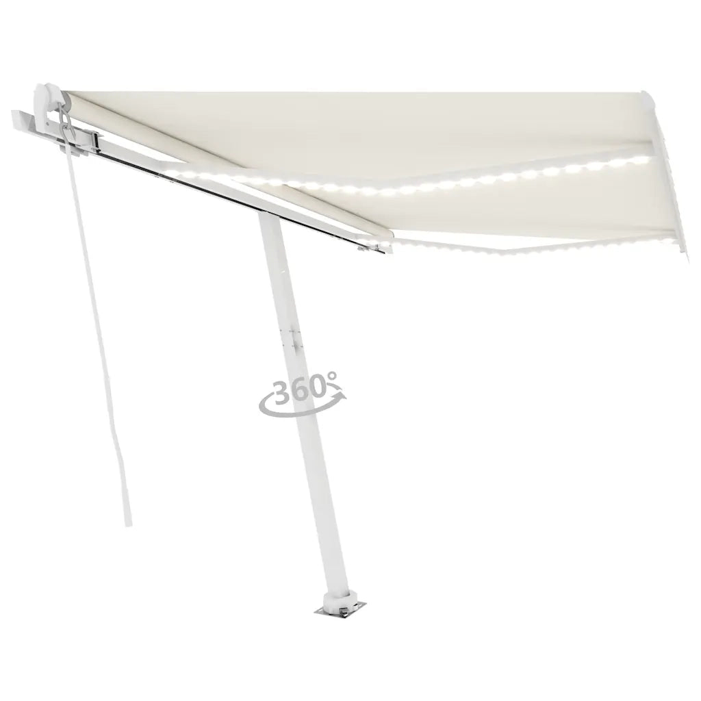 Tenda da Sole Retrattile Manuale con LED 300x250 cm Crema 3069502