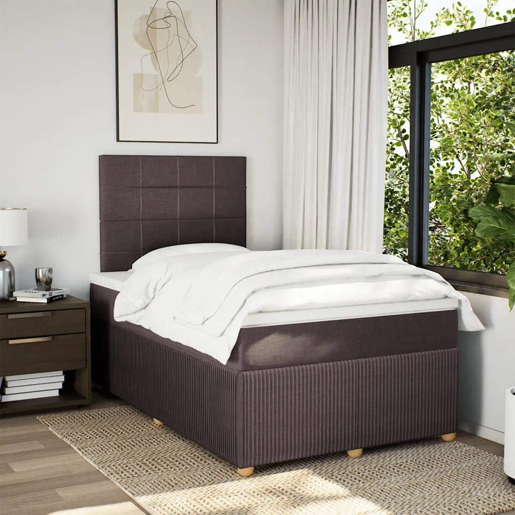 vidaXL Giroletto a Molle con Materasso Marrone Scuro 120x190cm Tessuto