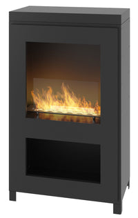 Camino a Bioetanolo da Pavimento 60x34x125 cm Incoza Nero con Vetro