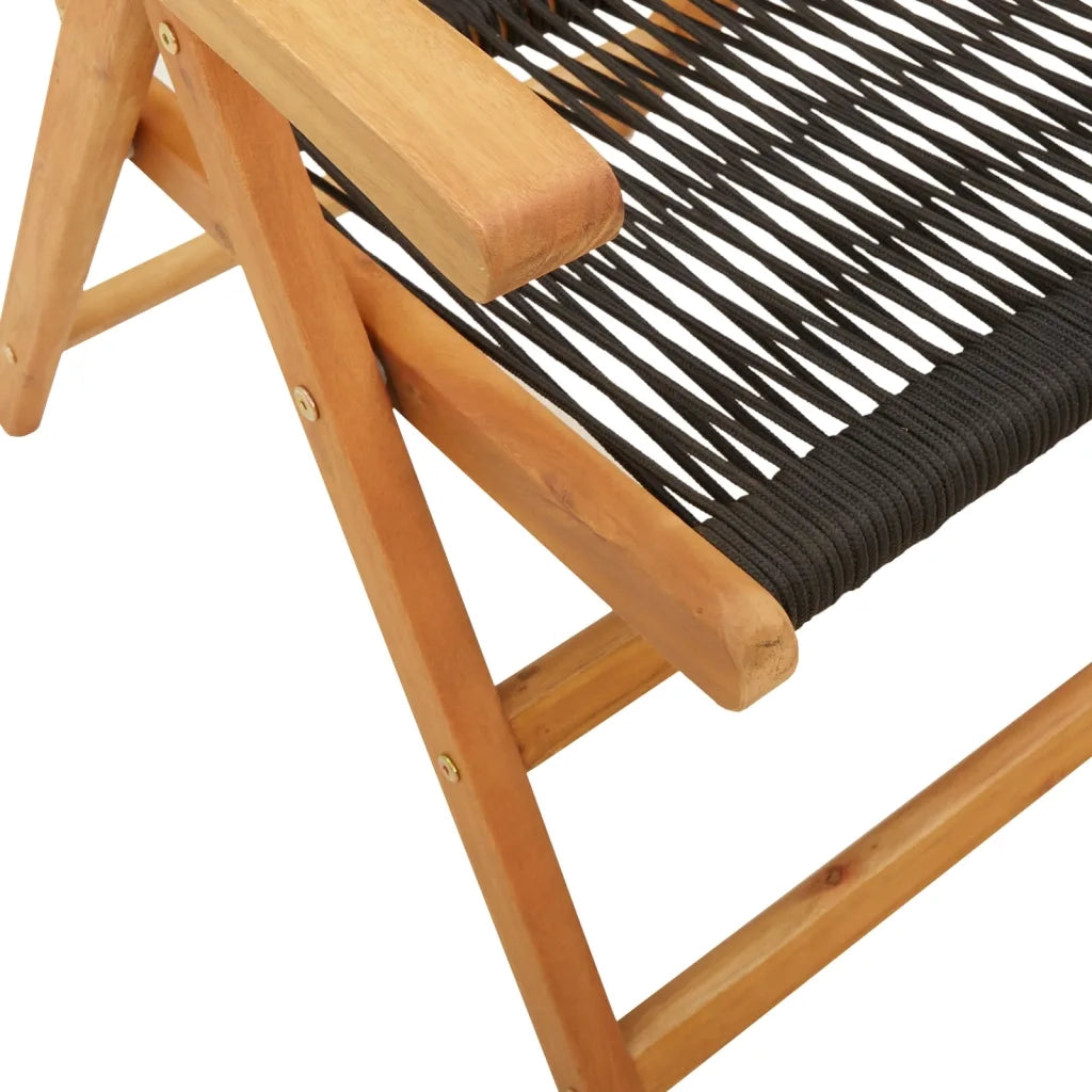 Sedie da Giardino Reclinabili 4pz Nere Legno Massello di Acacia 3214529