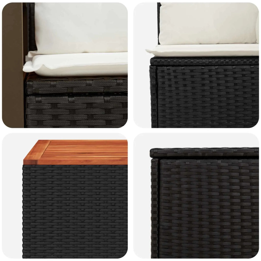 Set di divani 8 pz Nero e Bianco Crema 3448633
