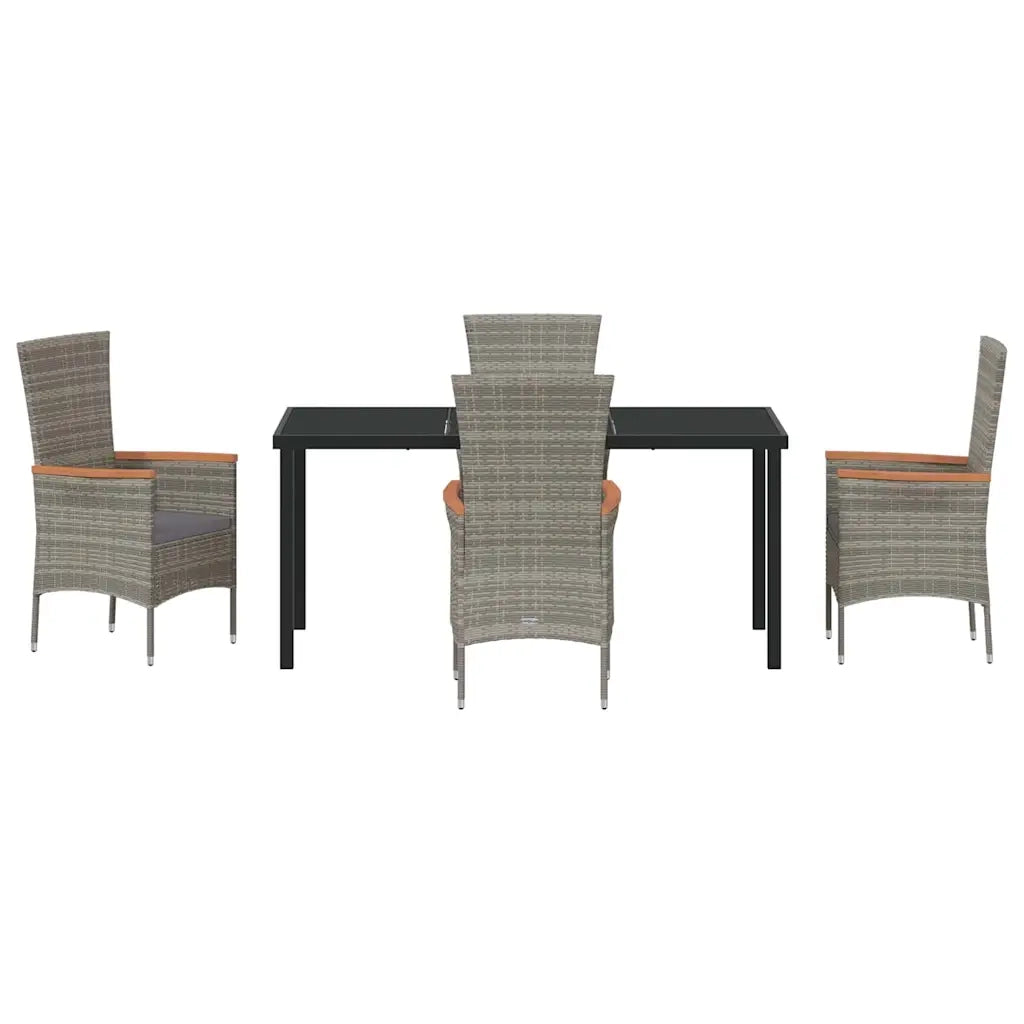Set da Pranzo per Giardino con cuscino 5 pcs Grigio