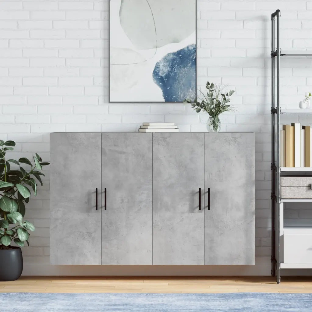 Armadietto a Muro | Mobili a Parete 2 pz Grigio Cemento 69,5x34x90 cm