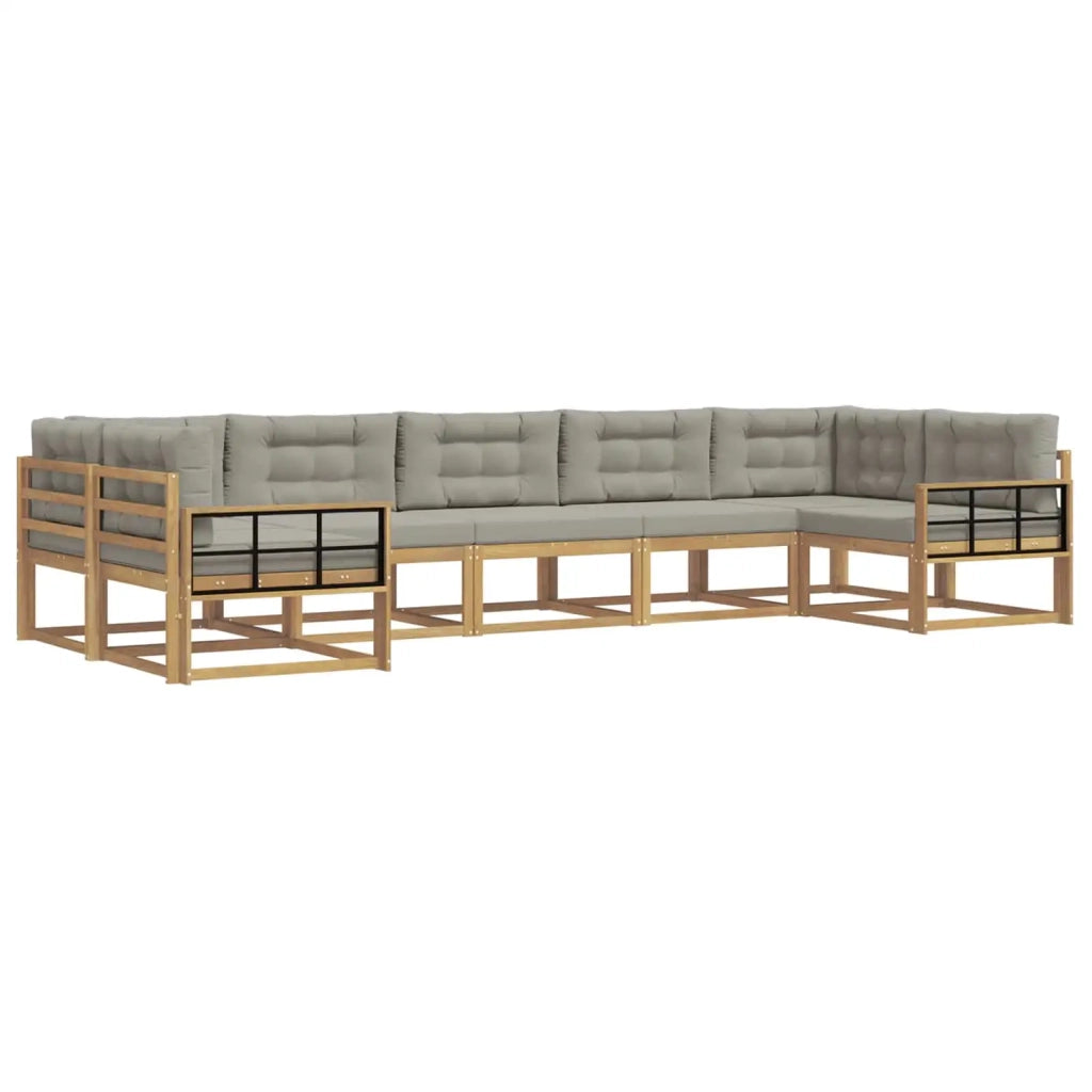 Set di divani da esterno 7 pz Bianco e Grigio Chiaro 3386980