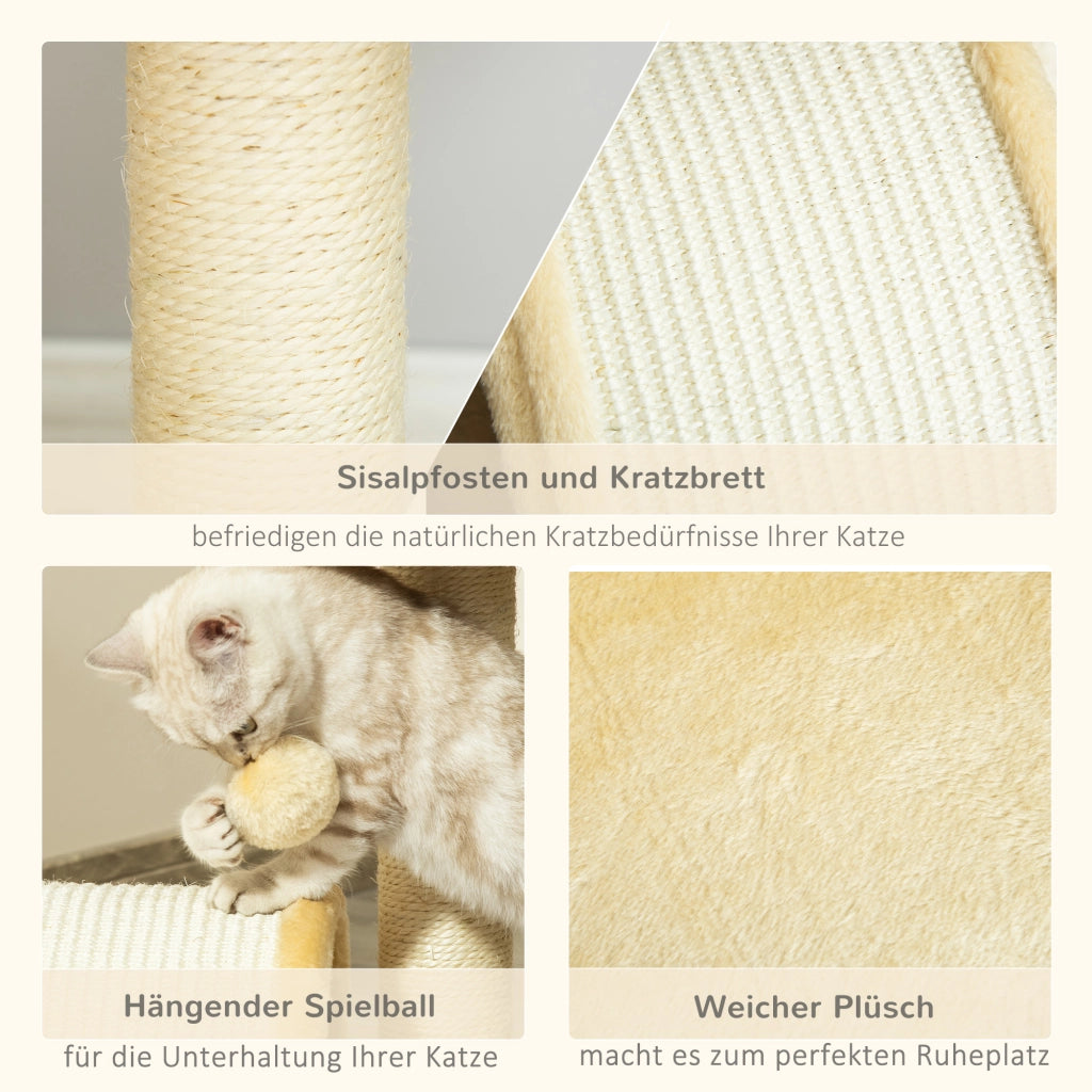 Albero tiragraffi per gatti con palla e piattaforma ¨C zephmum ¨C 46x46x46 beige