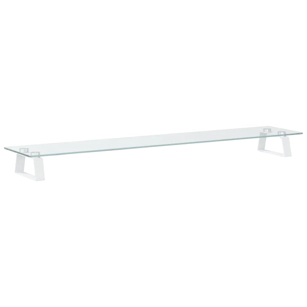 Supporto per monitor mobile da scrivania 100 x 20 x 8 cm vetro temperato e metallo bianco 02_0044823