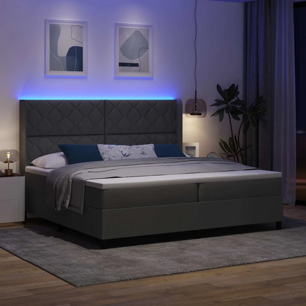 Letto a Sorgente LED Grigio scuro 200 x 200 cm Tessuto 3343589